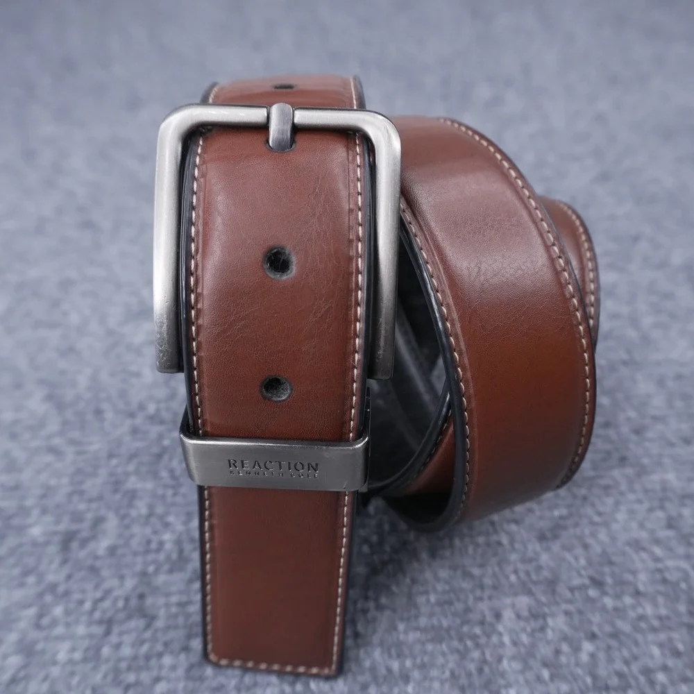 Kenneth Cole Reaction Reversible Belt Mens Size M 34-36 Brown Black Synthetic